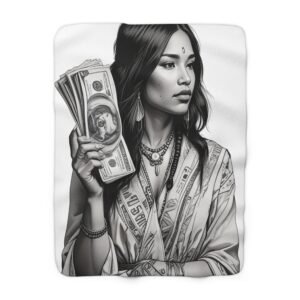 Sherpa Fleece Blanket - Native American Money Goddess Design, Cozy Throw for Home Decor, Unique Dorm Room Accent, Spiritual Blanket Gift,