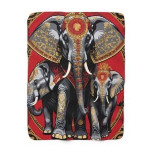 Sherpa Blanket, elephant design, India - Cozy Throw for Animal Lovers, Boho Home Decor - Gift for Nature Enthusiasts, Elephant Lovers,