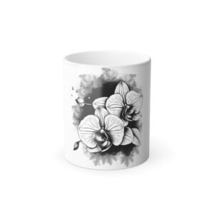 Color Morphing Mug - Beautiful Orchids Floral Design, Heat Sensitive Coffee Cup, Unique Gift Idea, Custom Personalized Tea Mug, Kitchen