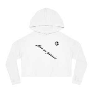Love on Parade Cropped Hoodie Sweatshirt, Women's Pullover Jumper, Cute Graphic Hoodies for Her, Valentine's Day Gift, Hipster Streetwear