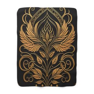 Sherpa Fleece Blanket with Leaves Design - Cozy Home Decor, Nature Inspired Throw, Botanical Print, Fall Season Gift, Warm Bedding