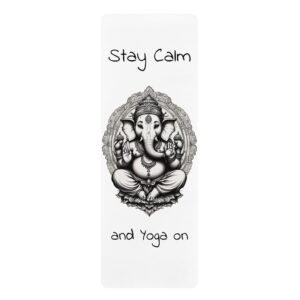 Rubber Yoga Mat - Ganesha Stay Calm and Yoga on